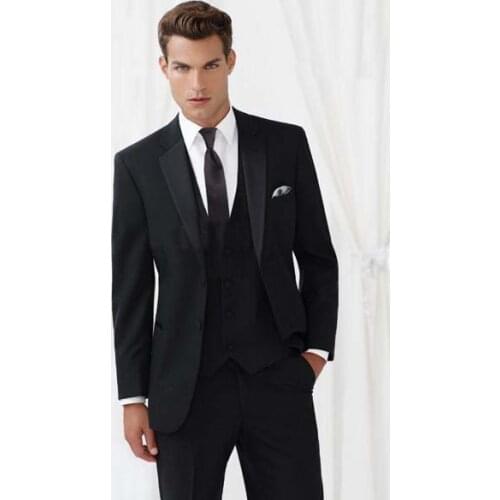 Hot Sales Black Wedding Suits For Men, Black Groom Suit, Custom Made Wedding Tuxedos For Men,Bespoke Men Suit Costume Homme