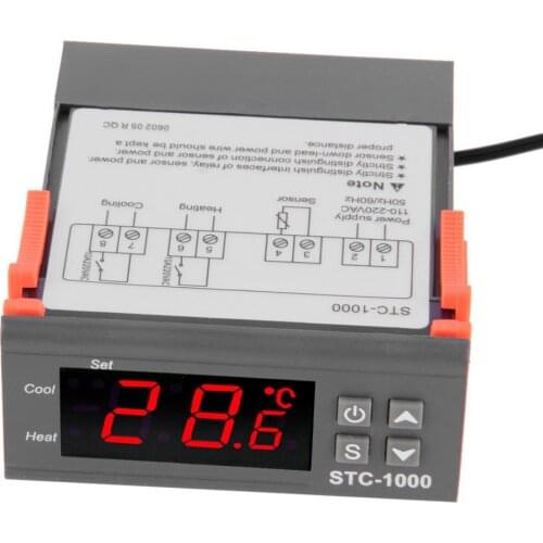 Hot Display Temperature Controller 1 M Cable Thermostat Aquarium STC1000 Incubator Cold Chain Temp Laboratories Temperature