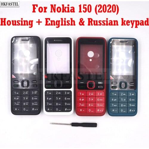 HKFASTEL New High Quality Cover For Nokia 150 2020 Mobile Phone Front housing Back cover English Russian Keypad Parts Tool