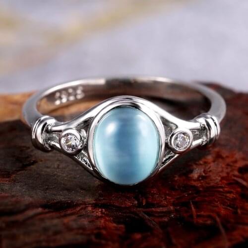 Huitan New Trendy Imitation Opal Rings for Women Party Graceful Accessories Simple Versatile Female Finger-ring Luxury Jewelry