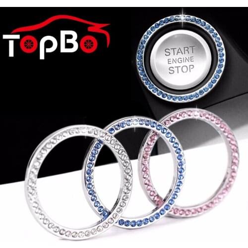 Car One-click Start Button Decoration Bling Ring Automobiles Start Switch Button Decorative Diamond Rhinestone Ring Circle Acces