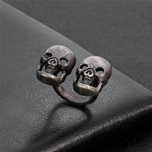 Vintage skull Rings for Women Fashion Trendy Jewelry Large Adjustable Antique Rings Anillos Cosplay Nightclub Bijoux Men Ring