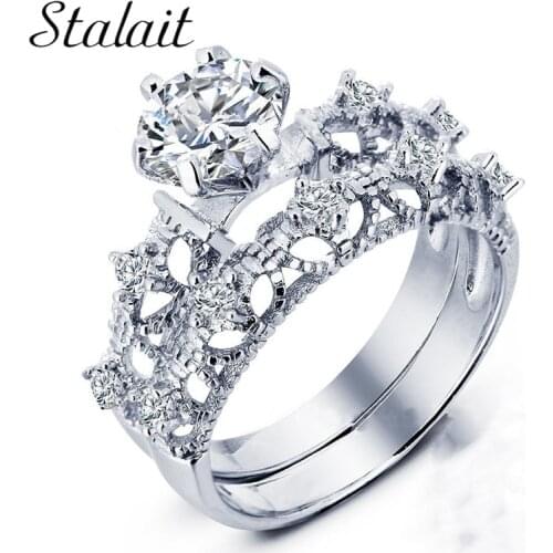 Silver Color romantic Zircon Ring Set Fashion Anniversary Engagement Wedding Ring Set for Women New Brand Jewelry