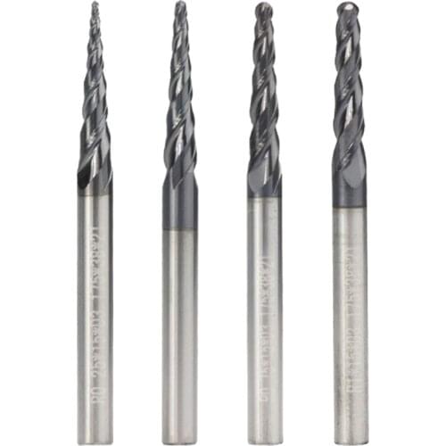 Tapered Ball Nose End Mill 3.175mm Shank Carbide Wood Engraving Bit CNC Router Bit Milling Cutter R0.25/0.5/0.75/1.0