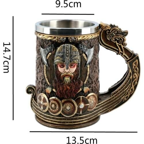 Mark cup Pirate Cup Creative 3D Vi jing Pirate Beer Mug Stainless Steel Liner Handle Large Bar Beer Mug