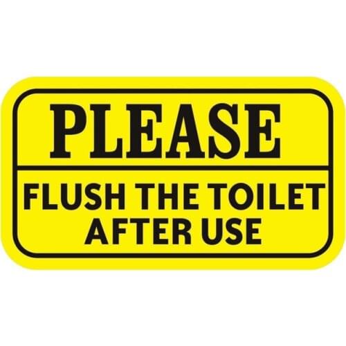 Hot Lifelike Please Flush The Toilet After Use Car Sticker Decorative Vinyl PVC 16cm*9cm Motorcycle Laptop Decal