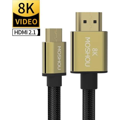 Moshou 8K Mini HDMI-compatible to HD Cable 1080p 3D High Speed Adapter Gold Plated Plug for camera monitor projector notebook TV