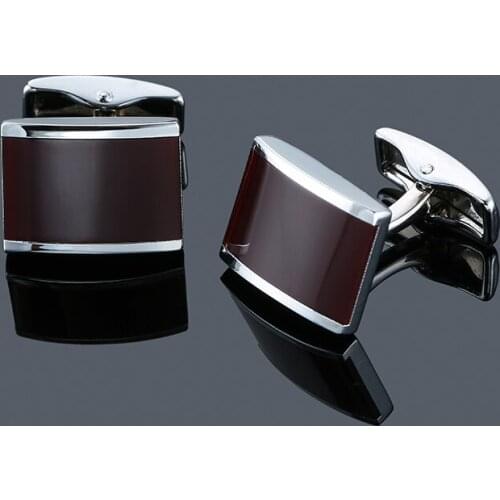 Mans Business Mens Jewelry square red Cufflinks cuff buttons silvery cuff link High Quality Wedding abotoaduras