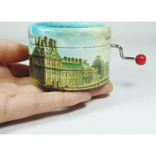 Paper hand crank music box Paris city style customized melody Angelas gifts free shipping Christmas birthday unusual gifts