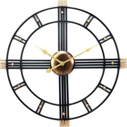 European Style Wall Clock Retro Metal Iron Mute Wall Hanging Simple Wall Clock Living Room Reloj De Pared Home Decoration DG50WC