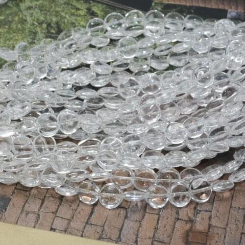 Natural Clean Crystal Puffed Flat Round Beads 10mm / 12mm