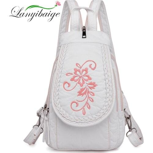 New Fashion Embroidery Women Backpack Phoenix And Mountain Flower Pattern Leather Ladies Backpack Lightweight And Soft Backpacks