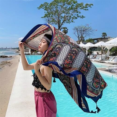 10PCS Retro Style Microfiber Beach Towel Large scarf shawl Gym Swimming Pool Towel Women 180x100cm Big Mat Fashion Surf Robe