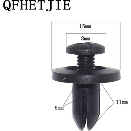 QFHETJIE 500pcs 6mm Hole Black Auto Fastener Vehicle Car Bumper Clips Retainer Rivet Door Panel Fender Liner For Toyota