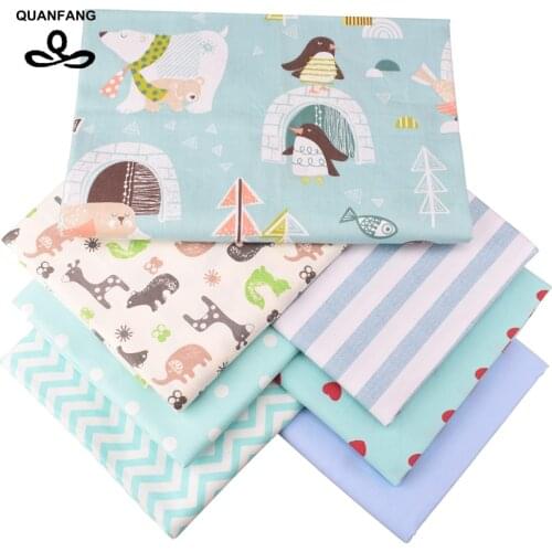 QUANFANG 7pcs/lot Cartoon Series Printed Twill Cotton Fabric For Patchwork Cloth&DIY&Sewing Quilting Material Baby doll 40*50cm