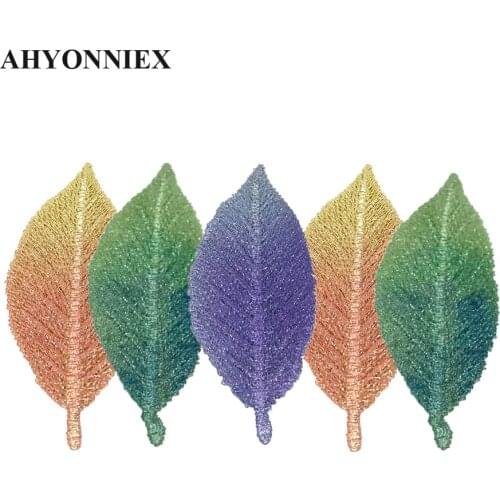 5pcs/lot Gradient Leaves Colorful Embroidery Patches for Hair Clip Clothes Sticker for Shoes Bags DIY Accessories Sew On Patch