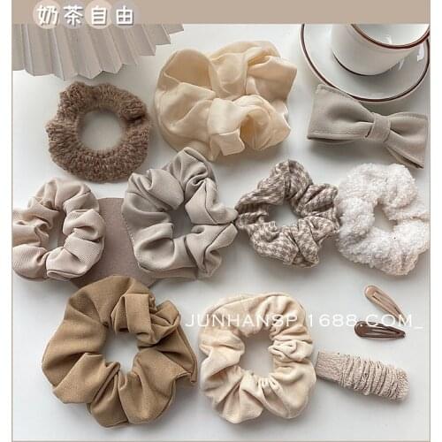 Warm color cute and sweet French large intestine circle ponytail hair circle BB clip hair accessory head bands for women