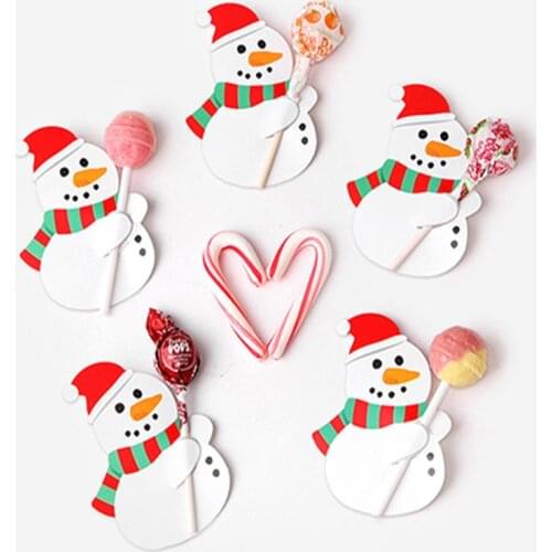 Christmas Decoration 50Pcs Cartoon Santa Paper Lollipop Cards DIY Gift Package Decor Christmas Gifts for Kids New Year Navidad