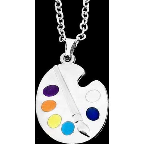 Creative Artist Painting Color Palette Necklace Handmade Paint Plate DIY Pendants for Painters Gifts Women Girls Jewelry