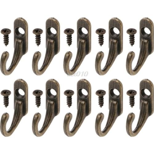 10PCS Vintage Bronze Double Coat Hangers Wall Mounted Entryway Hooks With Screws S02 Wholesale&DropShip