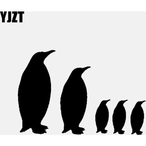 YJZT 13.7CM*9.2CM Penguin Family Car Sticker Vinyl Decals Decoration Black/Silver C3-2141