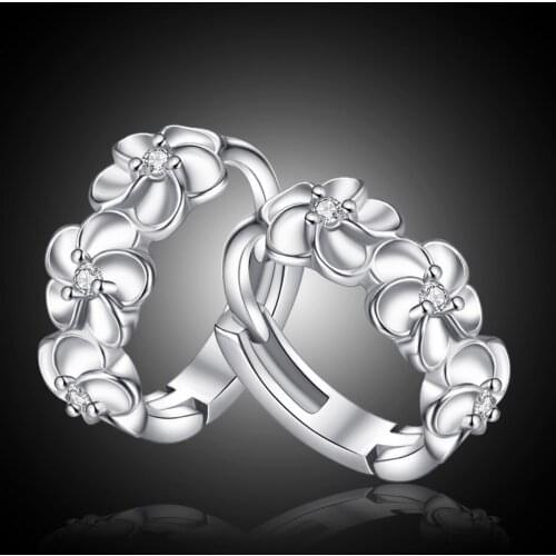 Stud Earrings Crystal Flower Luxury Silver plated color Earrings For Women Earings Fashion Jewelry Female Brinco Earing Gift Hot