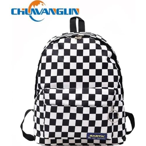 Chuwanglin Female Travel Daypack Unisex Nylon Laptop Backpack Plaid Schoolbags Feminina School Casual Rucksack Women Bag A82001