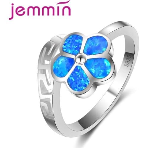 Beatiful Flower Blue Fire Opal Rings Fashion 925 Sterling Silver Jewelry Ring for Women & Man Wholesale Jewelry