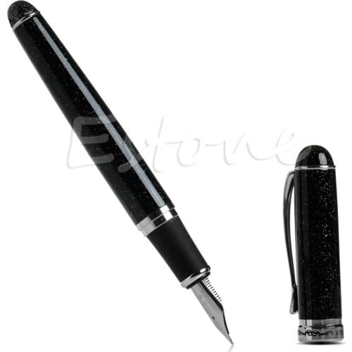 1 PC Mode Jinhao X750 PLUME chatoyants Noir sables moyen NIB Bling Black barrel, Silver clip and trim
