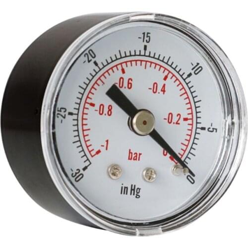 1PC Vacuum Gauge for Air Fuel Oil or Water 40mm 0/30"Hg & 0/-1 Bar 1/8" BSPT Back