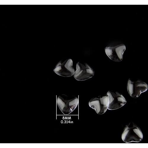 100pcs/Lot 15mm Transparent Domed Flatback Heart Shape Paster Clear Glass Cabochon for DIY Jewelry Hot Sales