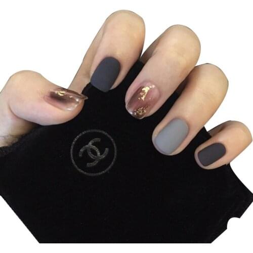24pcs Sweet Cute Fashion Wearable Detachable Fake Nails With Glue Short Round Jump Color Full Cover Matte Artificial Nail Tips