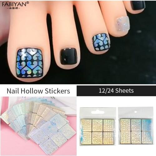 3D Stickers Paper Design Nail Art Laser Hollow Tips Stencil Transfer 3D Image Foil Guide Template Print Decals Set UV Gel Polish