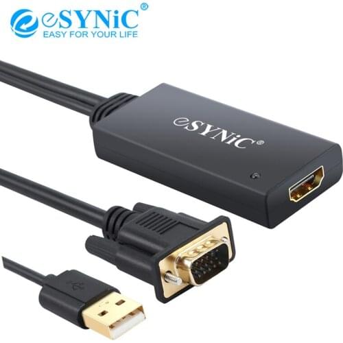 ESYNiC 1080P VGA To HDMI-Compatible Adapter Converter With Audio VGA To HDMI-Compatible Digital Signal For Connecting PC Laptop