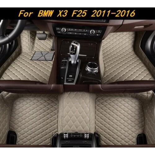 Car 3D Luxury Leather Car Floor Mats Fits For BMW X3 F25 2011-2016 EMS Free shipping