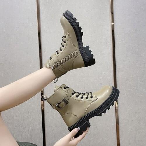 Brand Genuine Leather Martin Boots Round Toe Soft Leather Small Feet Breathable Short Boots Single Boots All-match Size 40