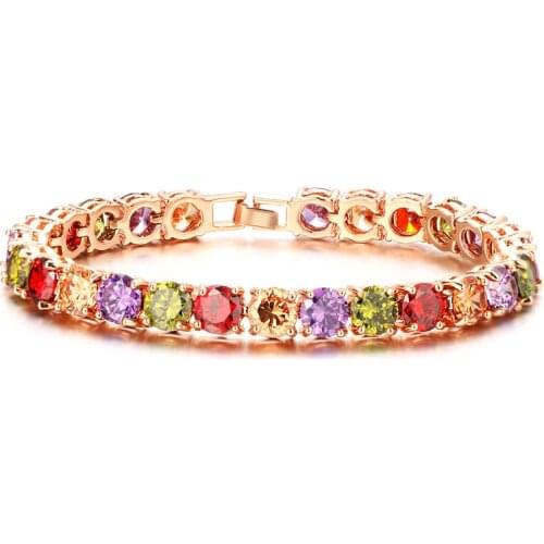 Bettyue Brand Fashion Luxury Charm AAA Multicolor Cubic Zircon Rose Gold Color Jewelry Bracelets For Woman Wedding Party Gifts
