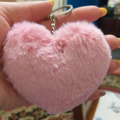 Fashion Heart-shaped Imitation Rabbit Hair Keychain Peach Fashion Fur Ball Bag Keychain Mobile Phone Jewelry Pendant Gifts