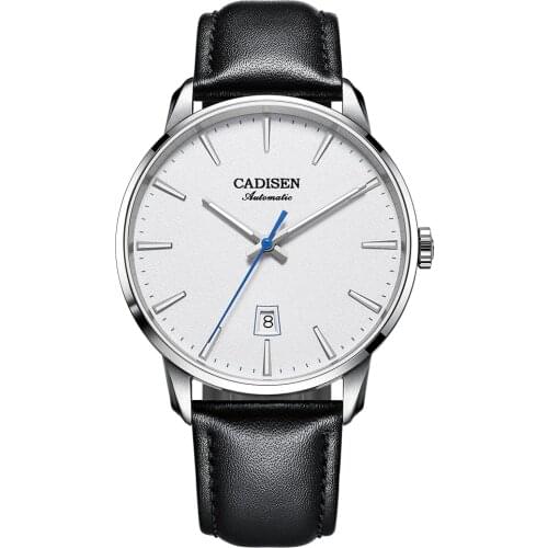 CADISEN 2020 Design Brand Luxury Men Watches Automatic White Watch Men Stainless Steel Waterproof Business Mechanical Wristwatch