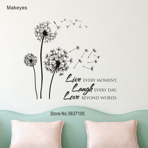 Makeyes Dandelion Flower Wall Stikers Beautiful Livingroom Wall Decor Vinyl Design Home Wall Decoration Quotes Words Live MG003