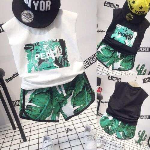 Childrens Summer Suit Short Sleeve Two-piece Beach Holiday Childrens Suit