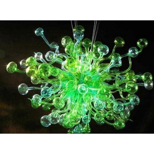 Green Color Artistic Blown Glass Balls Lighting Chandelier