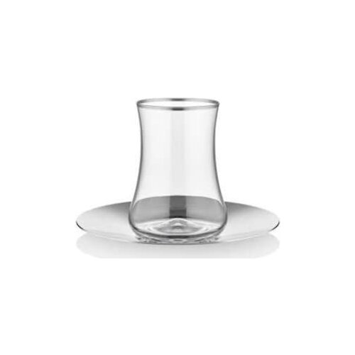 Koleksiyon Dervish Tea Set 6 pcs Matte Platinum Steel Plate
