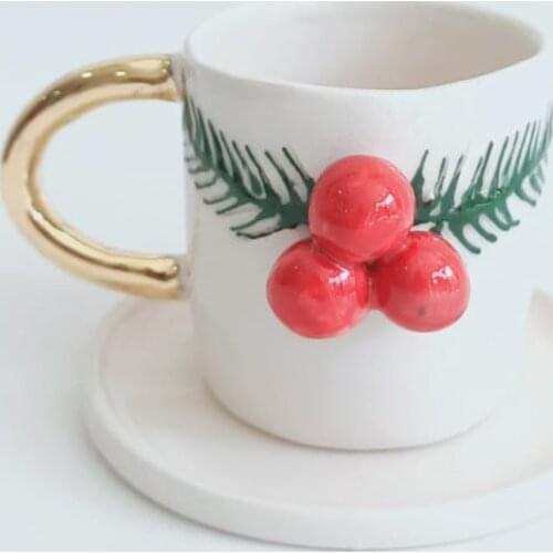 Handmade creative decorative ceramic kokina model coffee cup and saucer creative high-quality teacup and essential art 2021 tren