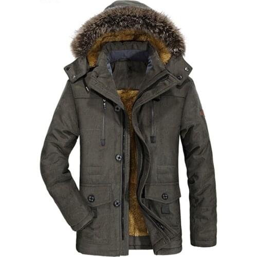 New Style Autumn And Winter Mid-length Middle-aged Hooded Plus Velvet Plus-sized Menswear Cotton-padded Clothes Jacket