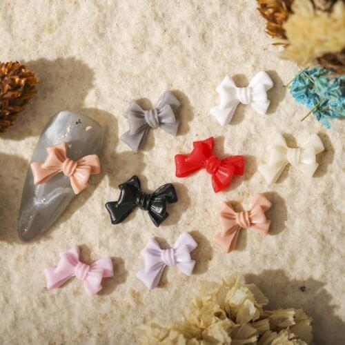 Frosted Bowknot Nail Art Decorations Flat Back Fashion Simple Multi-Color 3D Fingernail DIY Accessories 30/100PCS