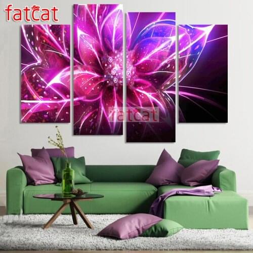 FATCAT 4 Piece Diy Diamond Painting Crystal flower Full Square Round Drill Diamond Embroidery 5D Needlework Home Decor AE1558