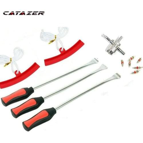 12 Pcs Bicycle Tire Change Tool Set Tire Dismounting Mounting Kit Tyre Spoon Lever Tool Rim Protector Sheaths for Motorcycle Car