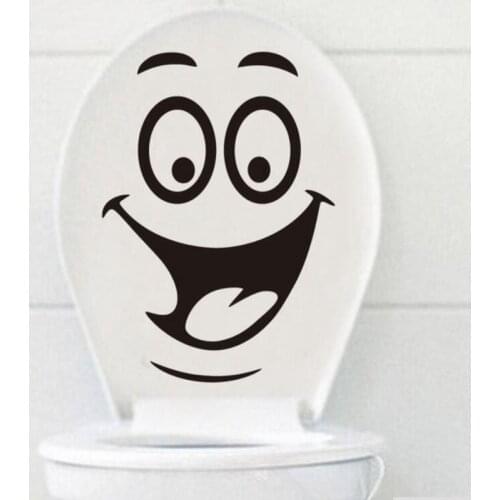 2PCS Funny Smile Toilet Stickers Home Decoration Waterproof Wall Decals For Bathroom Toilet