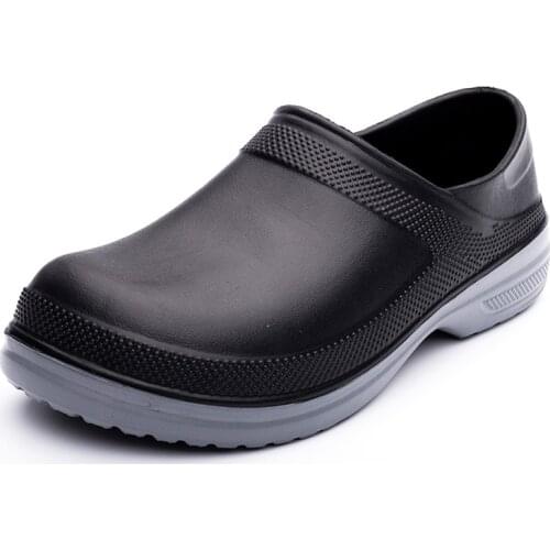 2021 New Men Casual Shoes Large Size Summer Rubber Shoe Women Chef Work Shoes Waterproof Non-Slip Croc Flat 49 Yards Black